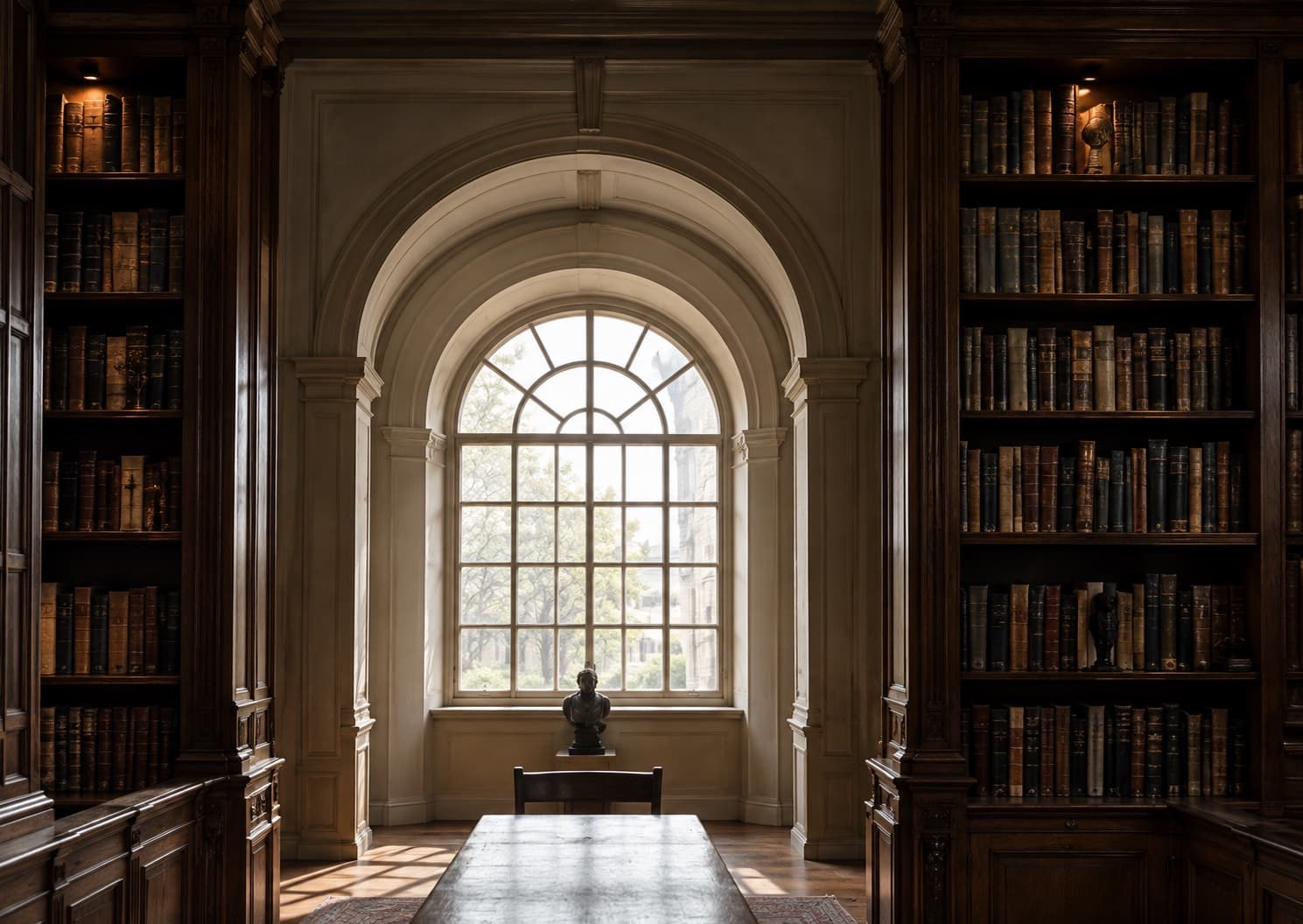 Books and a sunlit library